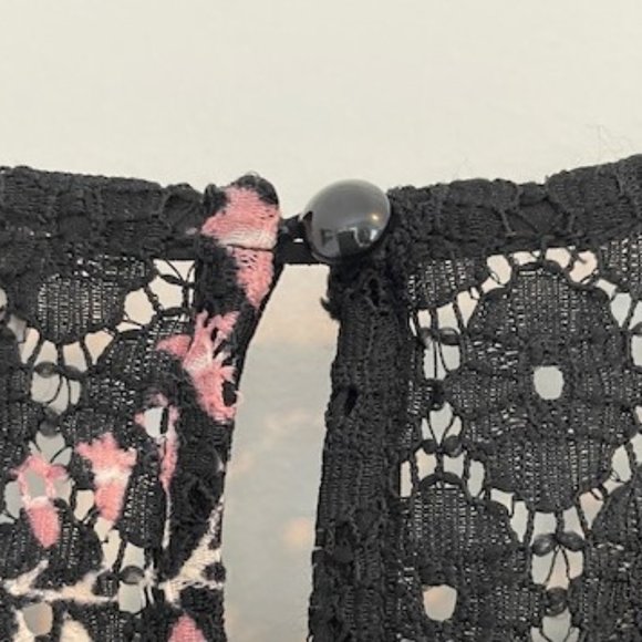 Loft Black Eyelet Lace Floral Top with 3/4 Sleeves - Picture 3 of 6